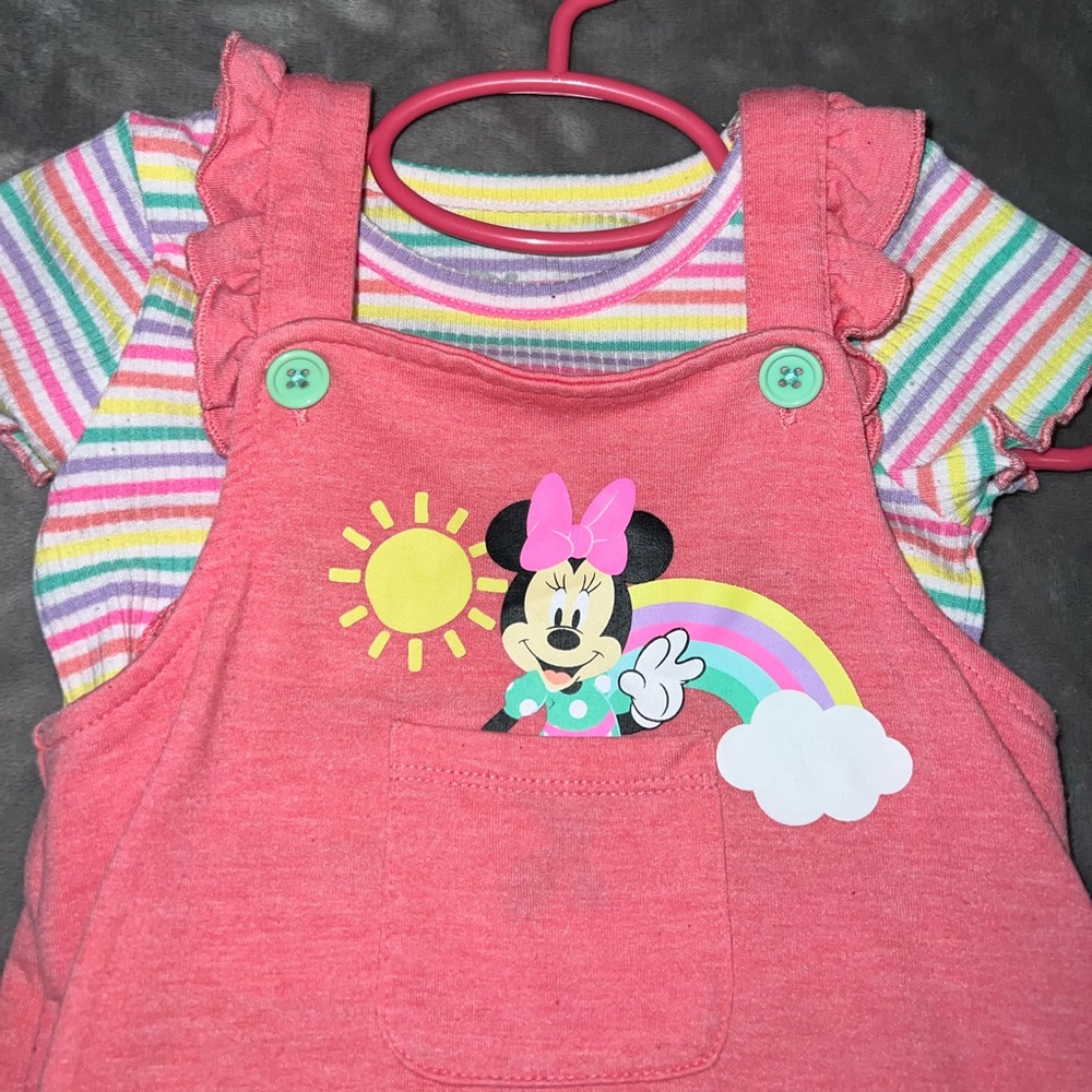 Disney Baby Pink Minnie Mouse Overalls